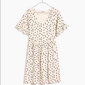Madewell Lightspun Ruffle Sleeve Baby Doll Dress in Dot Toss